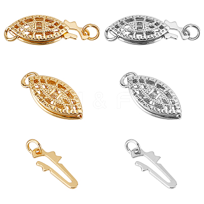 2Pcs 2 Colors Brass Hollow Horse Eye Box Clasps KK-GO0002-37-1