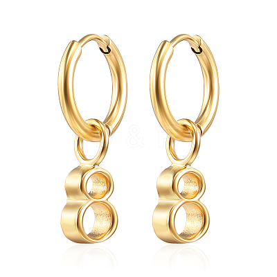 304 Stainless Steel Number 8 Dangle Earrings for Women KV1004-1-1