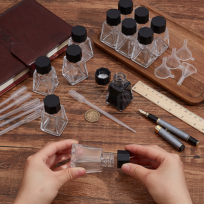 Glass Fountain Pen Ink Bottle AJEW-BC0010-69A-1