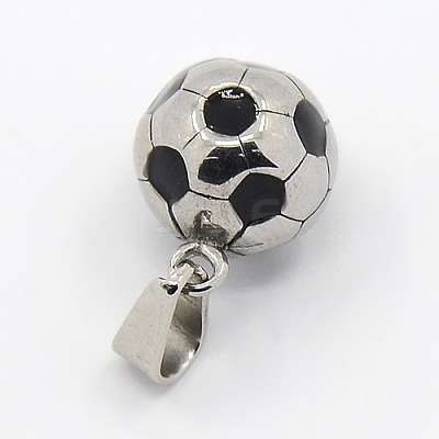Trendy Necklace Findings 304 Stainless Steel FootBall/Soccer Ball Pendants LS-STAS-L012-B01P-1