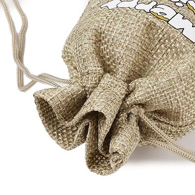 Christmas Printed Burlap Packing Pouches Drawstring Bags ABAG-Q053-02A-10-1
