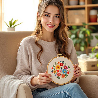 Plastic Imitation Bamboo Cross Stitch Embroidery Hoops TOOL-TADJ0001-03C-1