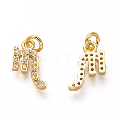Brass Micro Pave Clear Cubic Zirconia Pendants ZIRC-P081-G10-RS-1