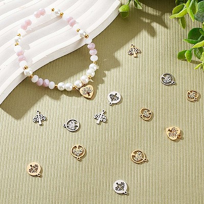 20Pcs 10 Style 304 Stainless Steel Charms STAS-CN0001-07-1