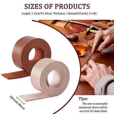 4 Rolls 4 Colors Flat Single Face Imitation Leather Cords LC-BC0001-01-1