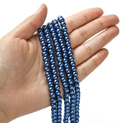 Eco-Friendly Dyed Glass Pearl Beads Strands HY-A008-6mm-RB087-1