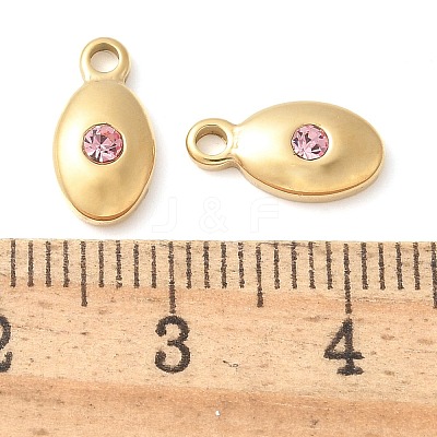 304 Stainless Steel with Rhinestone Charms STAS-Q345-15G-01-1