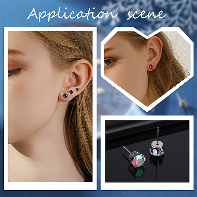 90Pcs 3 Size 304 Stainless Steel Post Stud Earring Settings STAS-SC0004-85-1