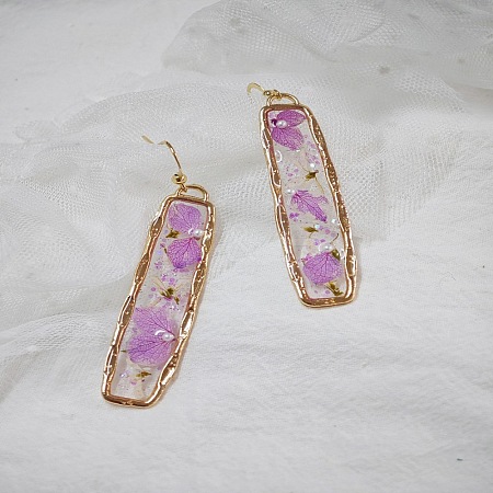 Alloy Epoxy Dried Flower Dangle Earrings FS-WGA8CE8-03-1