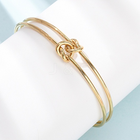 304 Stainless Steel Double Layers Cuff Bangles for Women BJEW-Z165-01G-1