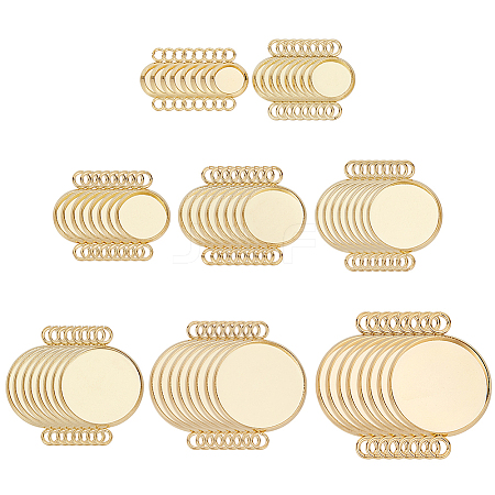 64Pcs 8 Styles 304 Stainless Steel Cabochon Connector Settings STAS-HY0001-86G-1