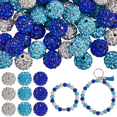 150Pcs 3 Colors Pave Disco Ball Beads RB-SP0001-10B-1