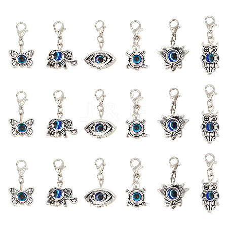 DELORIGIN 10 Sets Evil Eye Pendant Decorations HJEW-DR0001-07-1