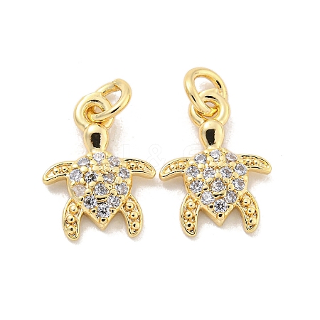 Brass Micro Pave Clear Cubic Zirconia Charms KK-Z044-14A-1