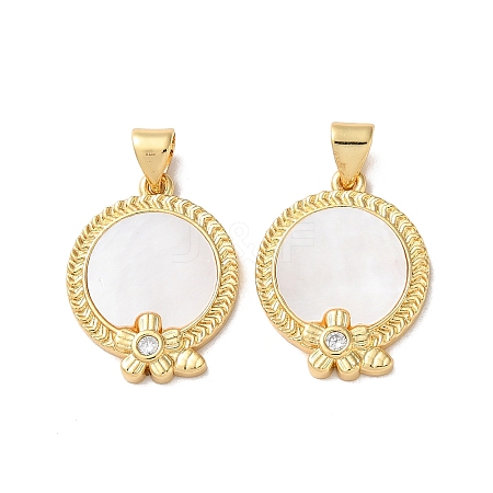 Brass Micro Pave Clear Cubic Zirconia Pendants KK-B083-16G-01-1
