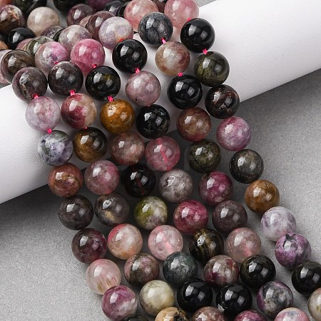 Natural Multicolor Tourmaline Round Bead Strands G-I162-01-8mm-1