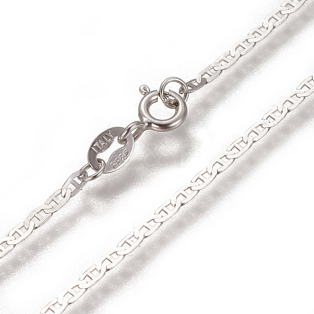 Anti-Tarnish Rhodium Plated 925 Sterling Silver Mariner Link Chain Necklaces STER-L059-11P-1