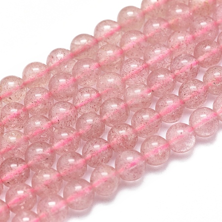  Jewelry Beads Findings Natura Strawberry Quartz Beads Strands, Round, 6mm, Hole: 1mm, about 67pcs/Strand, 15.75