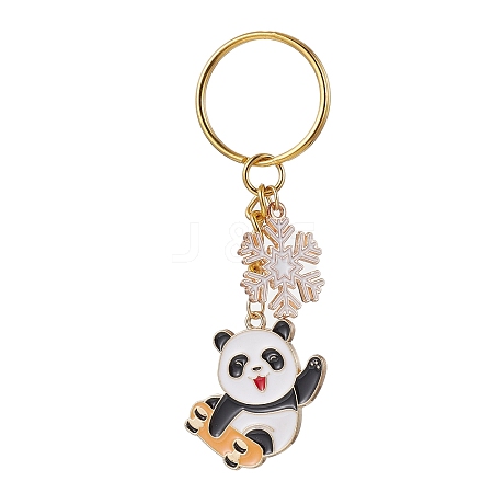 Snowflake & Panda Alloy Enamel Pendant Keychains KEYC-JKC00630-04-1