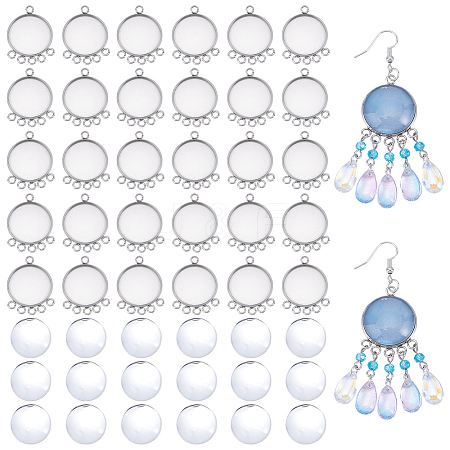 30Pcs 304 Stainless Steel Pendant Cabochon Settings STAS-UN0062-85-1