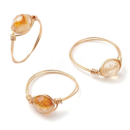 Oval Natural Citrine Finger Rings RJEW-JR00796-1