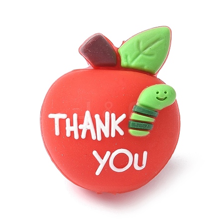 Cartoon Double Sided Apple with Word Thank you Silicone Beads SIL-V001-09A-1