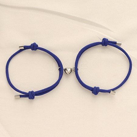 Alloy Heart-shaped Magnetic Braided Rope Bracelets for Couple Girlfriends WG59636-16-1
