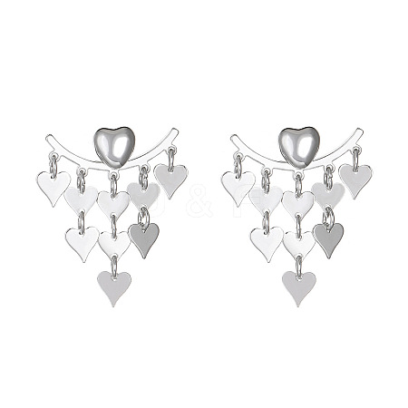 Brass Heart Tassel Stud Earrings WH-WG98E04-01-1