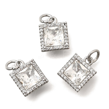 Brass Micro Pave Clear Cubic Zirconia and Glass Pendants KK-N289-04P-1