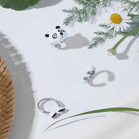 1Set Cartoon Alloy Adjustable Cuff Rings Sets RJEW-LP0005-01-1