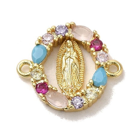 Brass Pave Colorful Cubic Zirconia Connector Charms X-KK-M278-02B-G-1