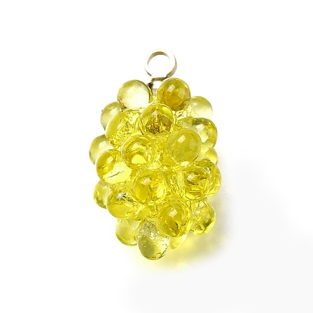 Grape Brass Acrylic Pendants OACR-R006-05G-05-1
