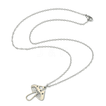 201 Stainless Steel Mushroom Pendants Necklaces NJEW-JN04562-02-1