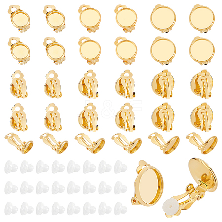 30Pcs 3 Styles Brass Clip-on Earring Findings KK-PH0011-09-1