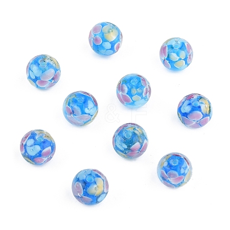 10Pcs Round Lampwork Beads LAMP-YW0001-60F-1