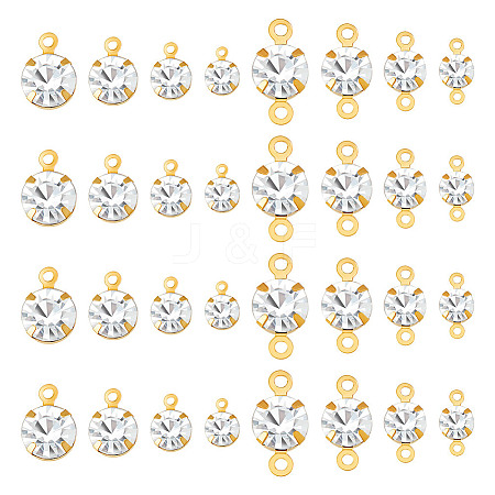 DIY Flat Round Brass Rhinestone Connector Charms & Pendant Jewelry Making Findings Kits DIY-GA0001-69G-1