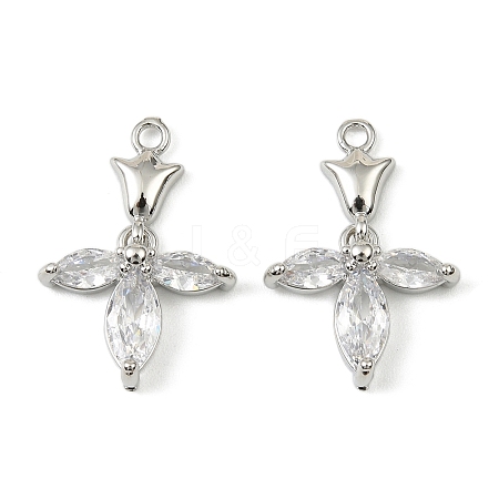Brass Micro Pave Cubic Zirconia Pendants KK-C107-18B-P-1