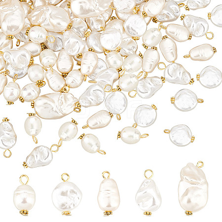 ARRICRAFT 100Pcs 5 Style ABS Plastic Imitation Pearl Beads Pendant KY-AR0001-12-1