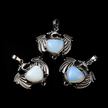 Opalite Heart Pendants KK-K331-01AS-03-1