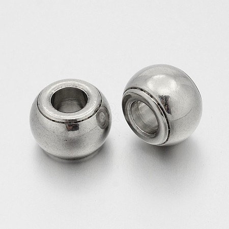 Rondelle 201 Stainless Steel Large Hole Beads STAS-N062-53-1