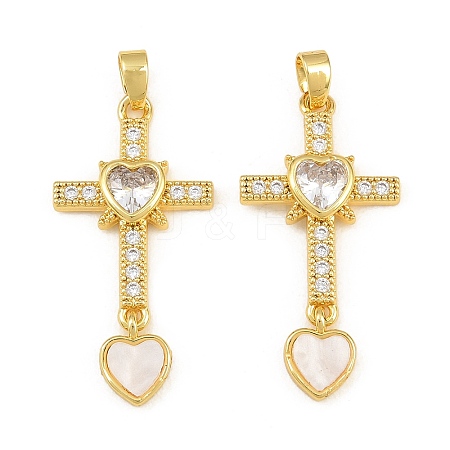 Brass Micro Pave Clear Cubic Zirconia Pendants CU-CBAA571-14G-1