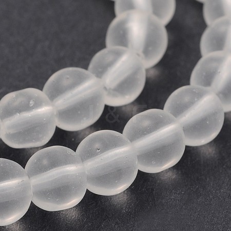 Frosted Glass Round Bead Strands GLAA-J079-01-6mm-1