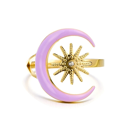304 Stainless Steel Enamel Cuff Open Rings RJEW-D352-07G-1