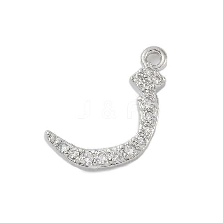 Rack Plating Brass Micro Pave Clear Cubic Zirconia Pendants KK-A224-03D-P-1