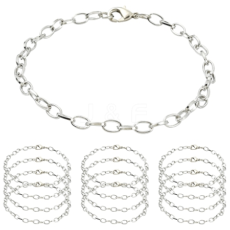 10Pcs Iron Cable Chain Bracelets IFIN-YW0004-03P-1