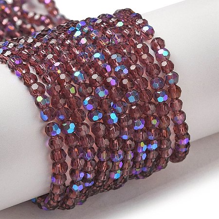 Electroplate Transparent Glass Beads Strands EGLA-A035-T3mm-L13-1
