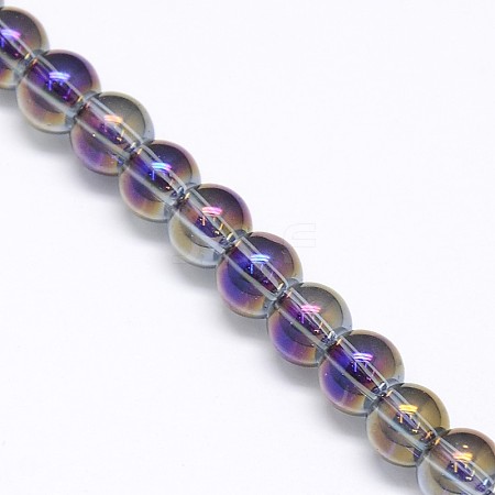 Electroplate Crystal Glass Round Beads Strands EGLA-F037-6mm-A06-1