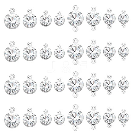 DIY Flat Round Brass Rhinestone Connector Charms & Pendant Jewelry Making Findings Kits DIY-GA0001-69P-1