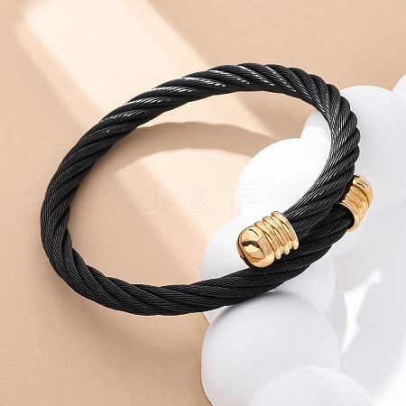 304 Stainless Steel Torque Bangles for Women Men BJEW-G584-18G-01-1