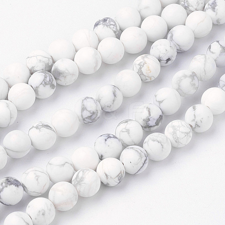 Natural Howlite Bead Strands G-G735-66F-6mm-1